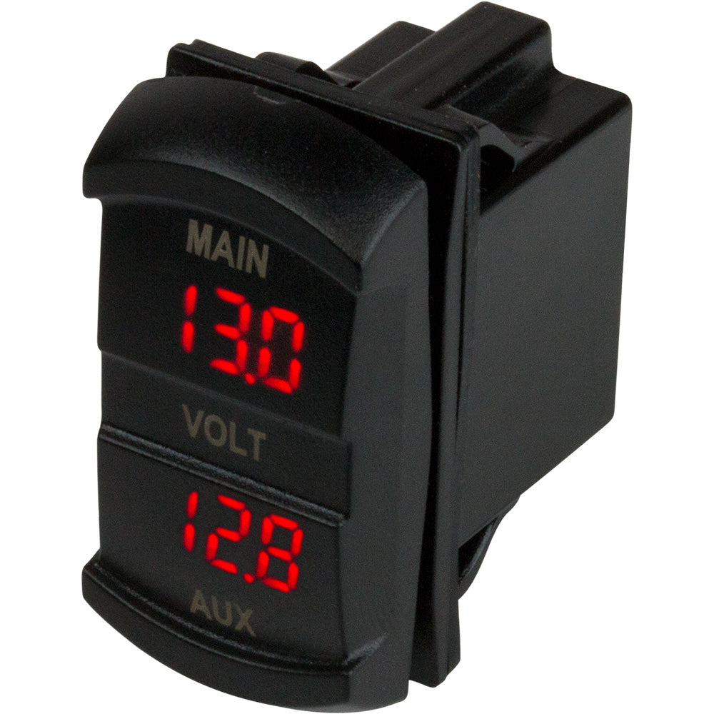 Sea-Dog Dual Volt Meter Rock Switch 10V-48VDC [421636-1]