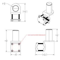 TACO ShadeFin Mini Square Tube Rail Mount [T10-4000-9]