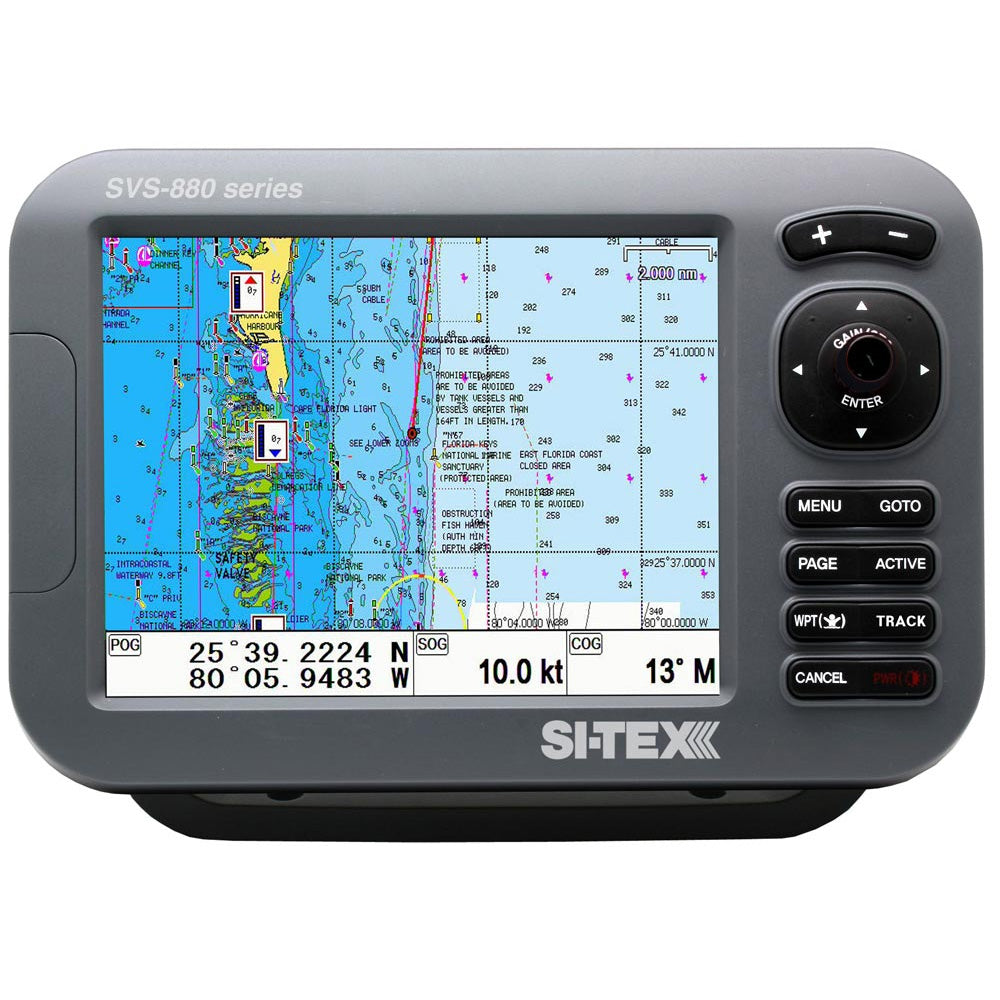 SI-TEX GPS Chart-Dual Frequency 600W Sonar System - 8 Color LCD w/Internal External GPS Antenna C-MAP 4D Card [SVS-880CFE+]