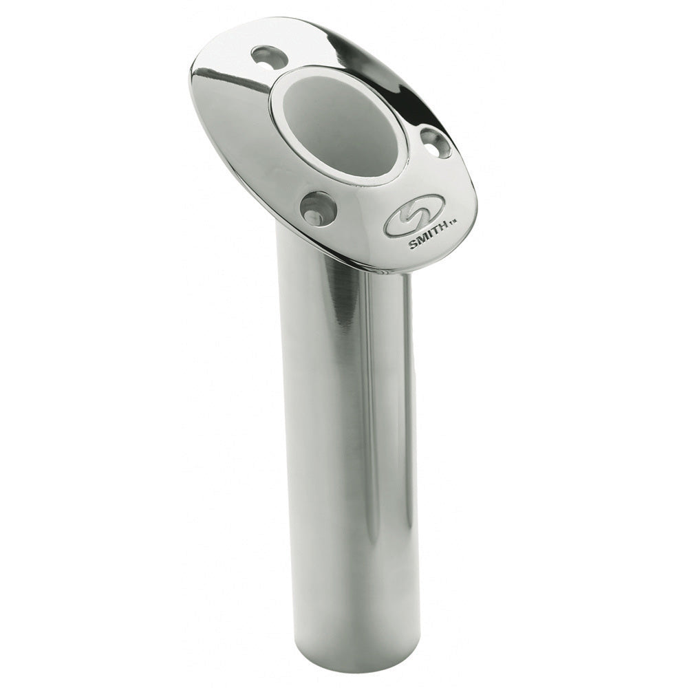 C.E. Smith Flush Mount Rod Holder - 30 Degree 9" Depth - Stainless Steel - Cast Bottom - White Vinyl Liner [53672CA]