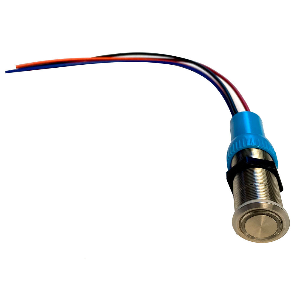 Bluewater 22mm Push Button Switch - Off/(On)/(On) Double Momentary Contact - Blue/Green/Red LED - 4' Lead [9059-2123-4]