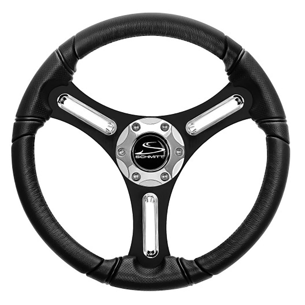 Schmitt Marine Torcello 14" Wheel - 03 Series - Polyurethane Wheel w/Chrome Spoke Inserts Cap - Black Brushed Spokes - 3/4" - Retail Packaging [PU031104-12R]