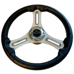 Schmitt Marine Torcello 14" Wheel - 03 Series - Polyurethane Wheel w/Chrome Trim Cap - Brushed Spokes - 3/4" Tapered Shaft - Retail Packaging [PU033104-12R]