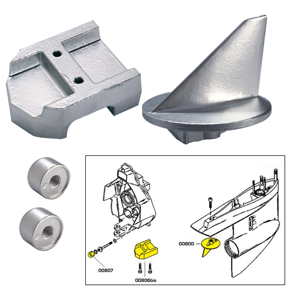 Tecnoseal Anode Kit w/Hardware - Mercury Alpha 1 Gen 1 - Aluminum [20800AL]