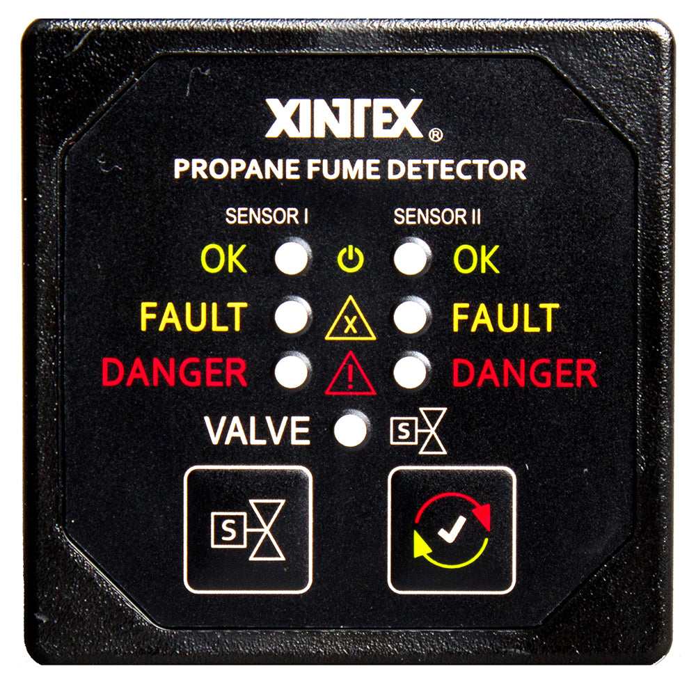 Fireboy-Xintex Propane Fume Detector Alarm w/2 Plastic Sensors Solenoid Valve - Square Black Bezel Display [P-2BS-R]