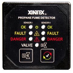 Fireboy-Xintex Propane Fume Detector Alarm w/2 Plastic Sensors Solenoid Valve - Square Black Bezel Display [P-2BS-R]