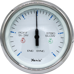 Faria 4" Chesapeake SS White Engine Synchronizer - Dual Gas Var Ratio Alt Diesel [33801]