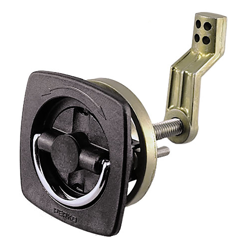 Perko Flush Latch - Non-Locking - 2.5" x 2.5" w/Offset Cam Bar Flexible Polymer Strike [0932DP1BLK]