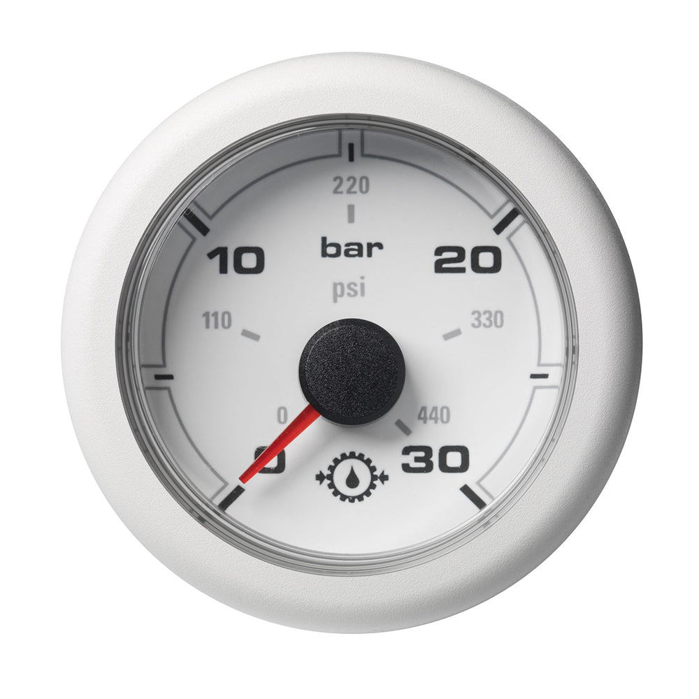 Veratron 52MM (2-1/16") OceanLink Transmission Oil Pressure Gauge - 30 Bar/440 PSI - White Dial Bezel [A2C1066050001]