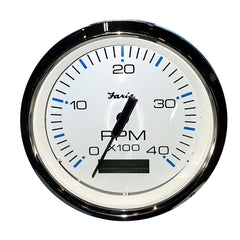 Faria Chesapeake White SS 4" Tachometer w/Hourmeter (4000 RPM) (Diesel) (Mech. Takeoff Var. Ratio Alt) [33834]