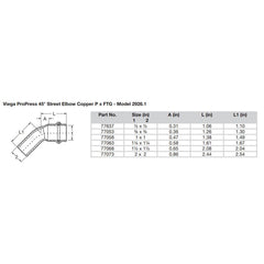 Viega ProPress 1" - 45 Copper Elbow - Street/Press Connection - Smart Connect Technology [77058]