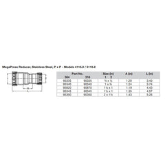 Viega MegaPress 3/4" x 1/2" Stainless Steel 304 Reducer - Double Press Connection - Smart Connect Technology [95335]