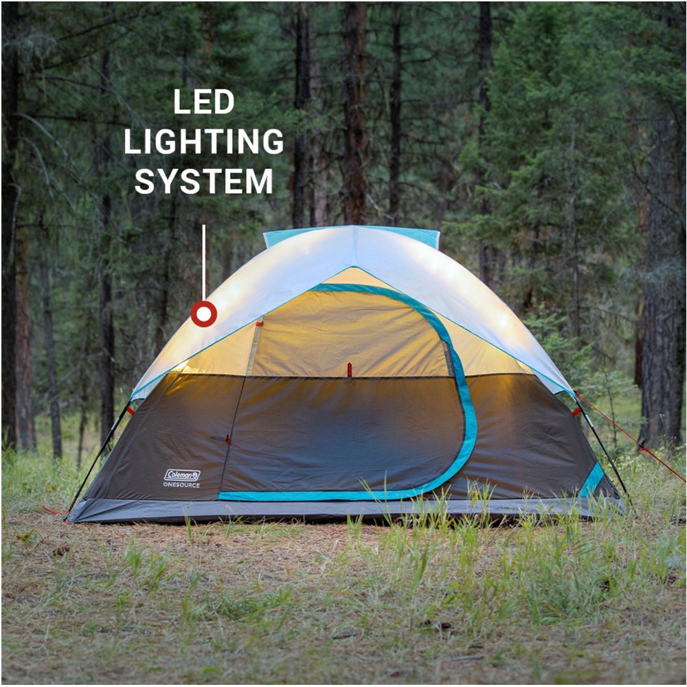 Coleman OneSource Rechargeable 4-Person Camping Dome Tent w/Airflow System LED Lighting [2000035457]