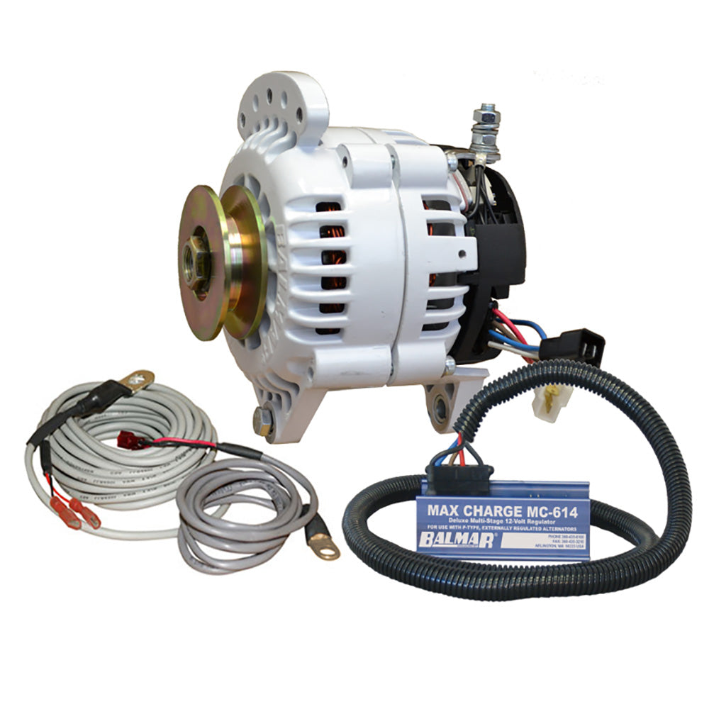 Balmar Alternator 100 AMP Kit 12V 3.15" Dual Foot Saddle Single Vee Pulley Regulator Temp Sensor [60-YP-MC-100-SV]