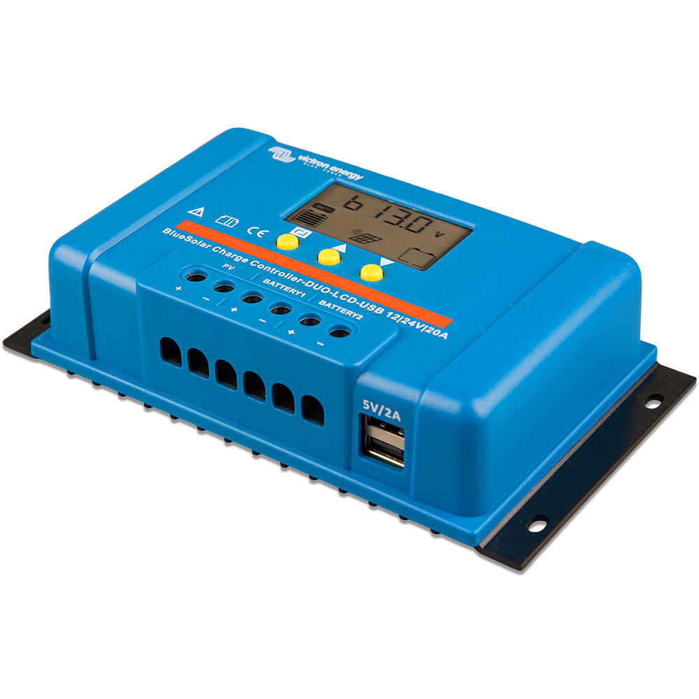 Victron BlueSolar PWM Charge Controller (DUO) LCD USB Charge Control - 12/24VDC - 20A [SCC010020060]