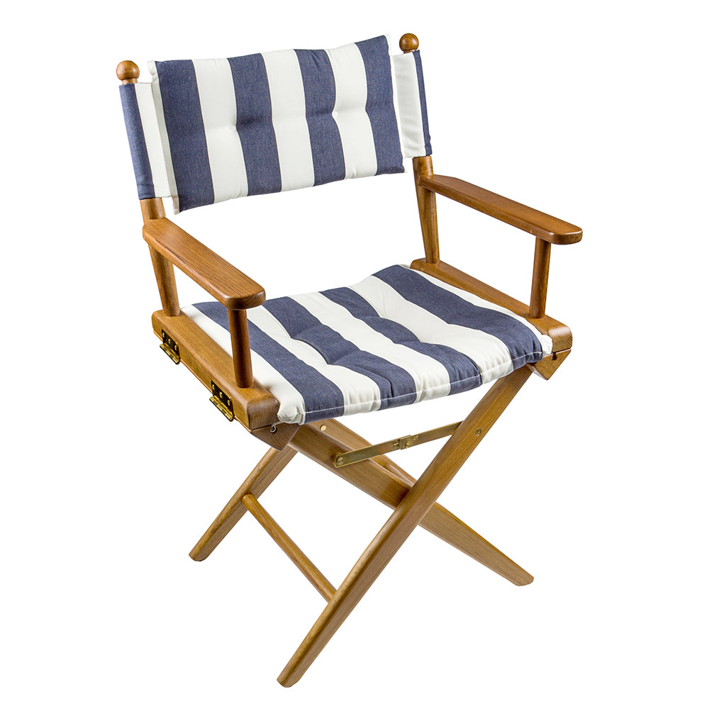 Whitecap Directors Chair w/Navy White Cushion - Teak [61040]