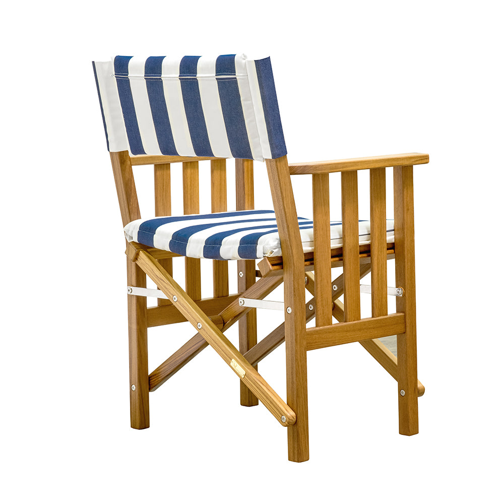 Whitecap Directors Chair II w/Navy White Cushion - Teak [61050]