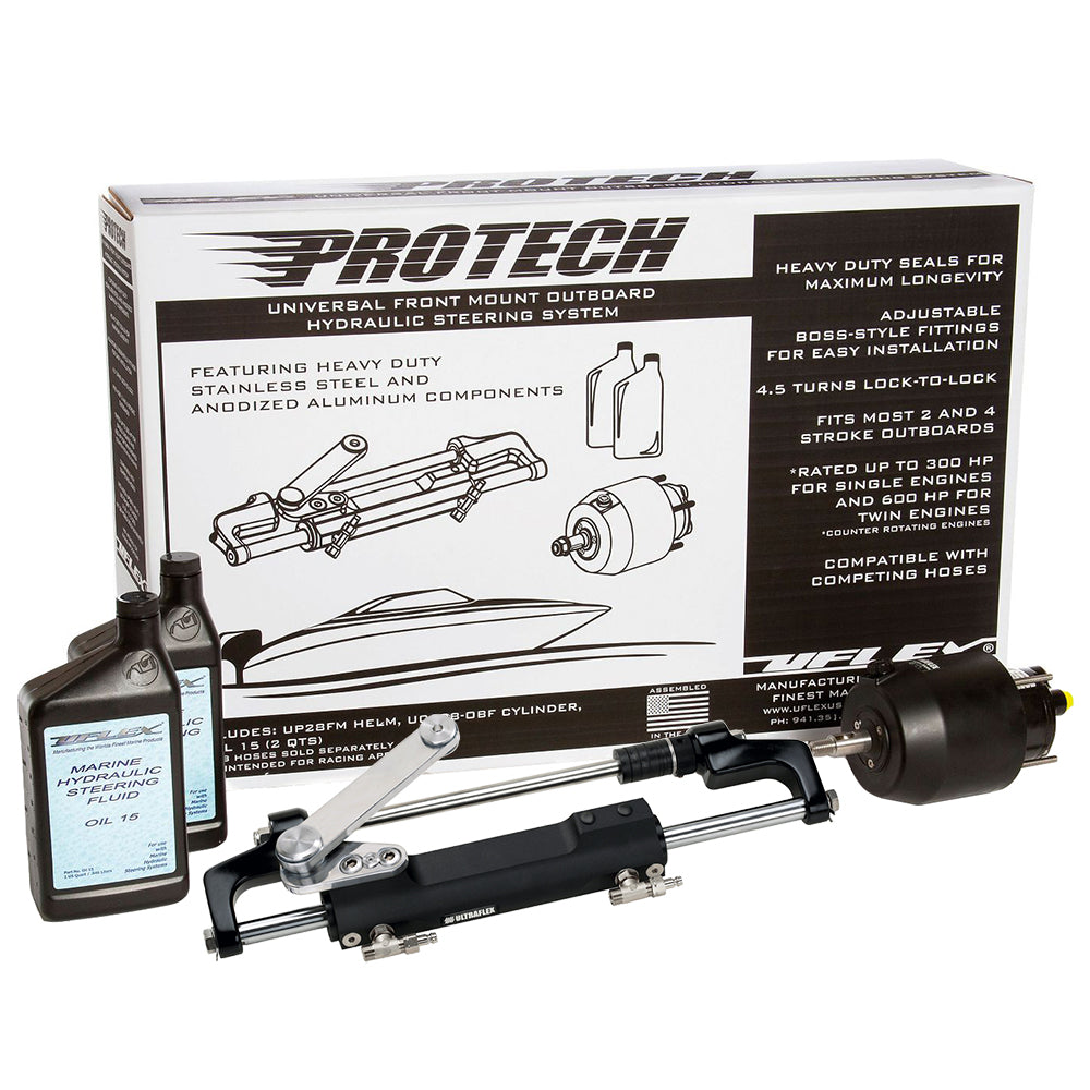 Uflex PROTECH 1.1 Front Mount OB Hydraulic System - Includes UP28 FM Helm, Oil UC128-TS/1 Cylinder - No Hoses [PROTECH 1.1]