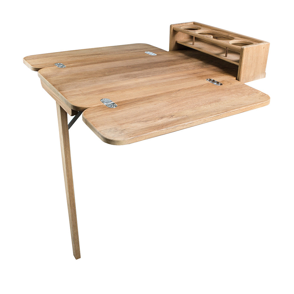 Whitecap Cockpit Table w/Folding Leaves 4 Cupholders - Teak [61392C]