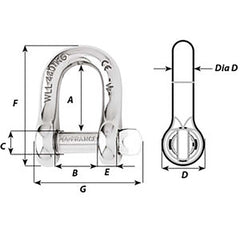 Wichard Captive Pin D Shackle - Diameter 10mm - 13/32" [01405]