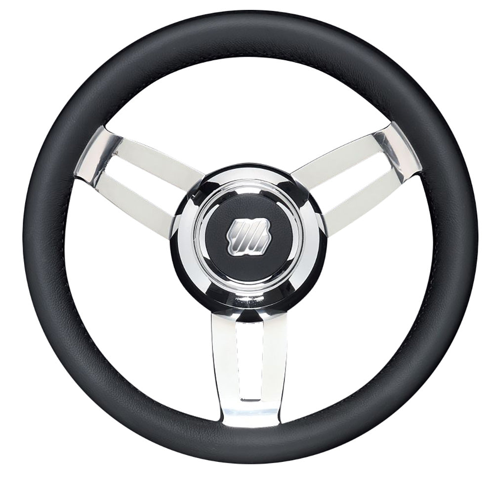 Uflex Morosini 13.8" Steering Wheel - Black Polyurethane w/Stainless Steel Spokes Chrome Hub [MOROSINI U/CH/B]