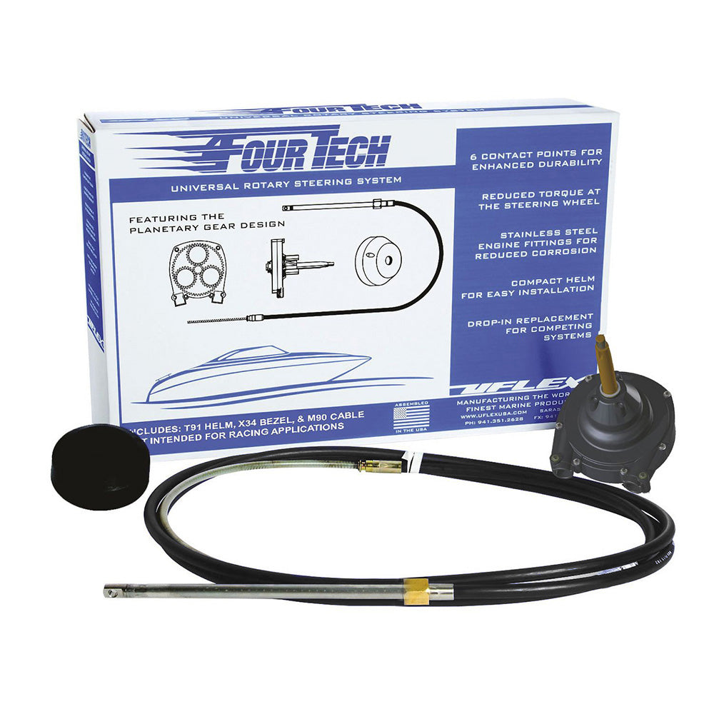 Uflex Fourtech 13 Black Mach Rotary Steering System w/Helm, Bezel Cable [FOURTECHBLK13]