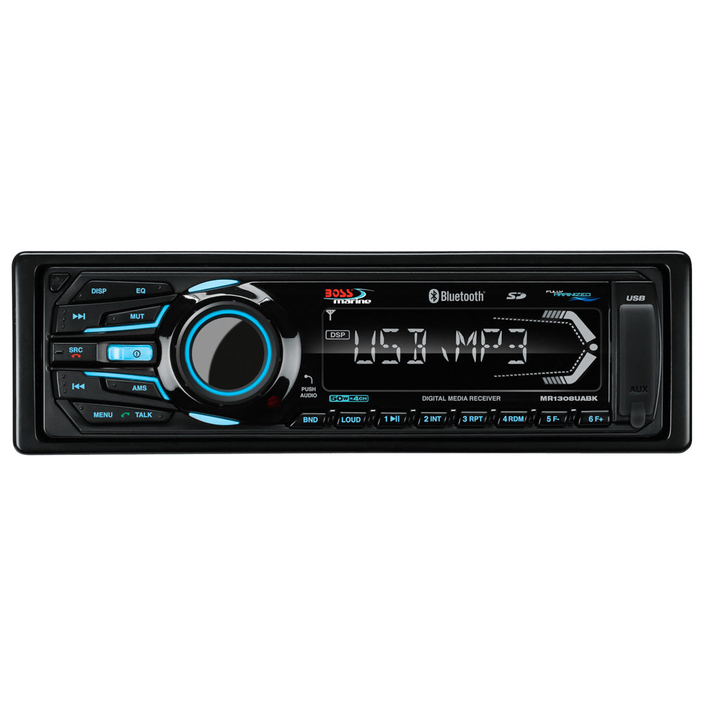 Boss Audio MR1308UABK Bluetooth - Fully Marinized MP3-Compatible Digital Media Receiver w/USB SD Memory Card Ports Aux Input [MR1308UABK]