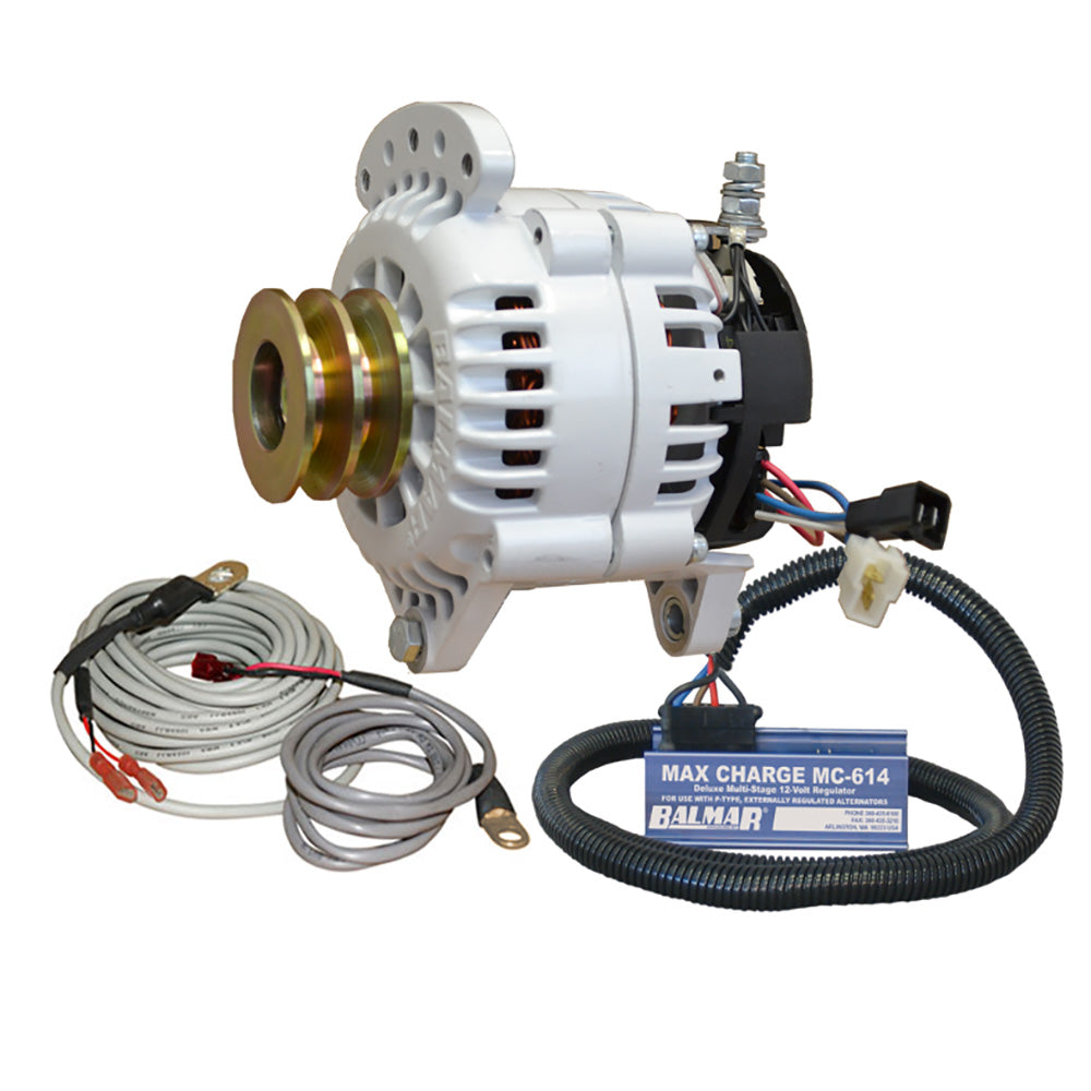 Balmar Alternator 100 AMP Kit 12V 3.15" Dual Foot Saddle Dual Pulley Regulator Temp Sensor [60-YP-MC-100-DV]