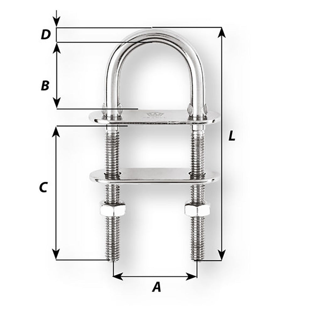 Wichard U-Bolt Pad Eye - 10mm Diameter - 25/64" - 110mm Length - 4-21/64" [06525]