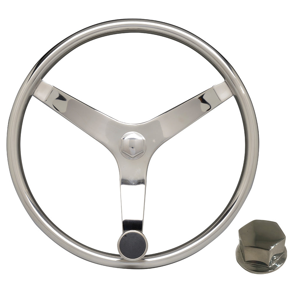 Uflex - V46 - 13.5" Stainless Steel Steering Wheel w/Speed Knob Chrome Nut [V46 KIT]