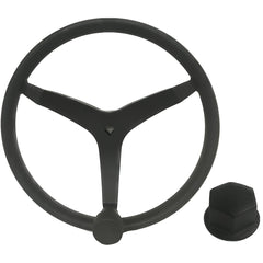 Uflex - V46 - 13.5" Stainless Steel Steering Wheel w/Speed Knob Chrome Nut - Black [V46B KIT]
