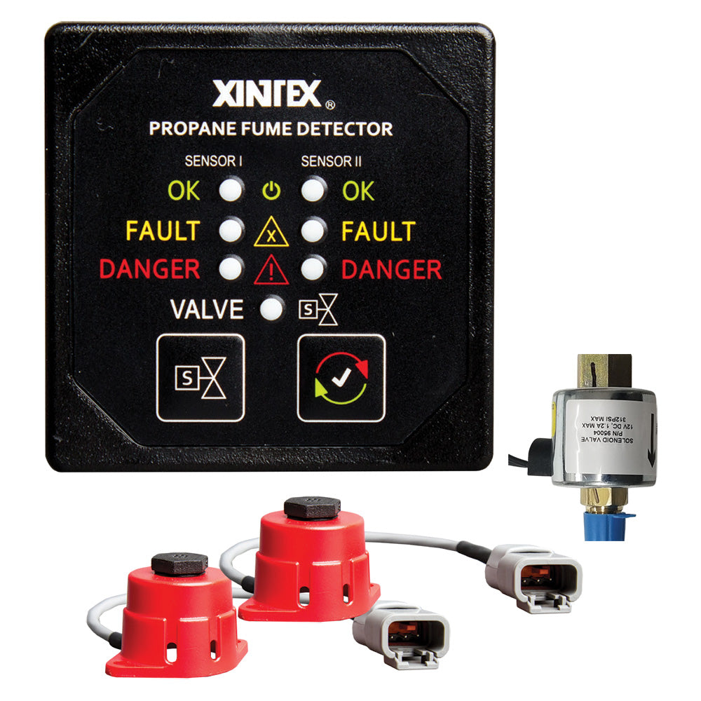 Fireboy-Xintex Propane Fume Detector, 2 Channel, 2 Sensors, Solenoid Valve Control 20 Cable - 24V DC [P-2BS-24-R]