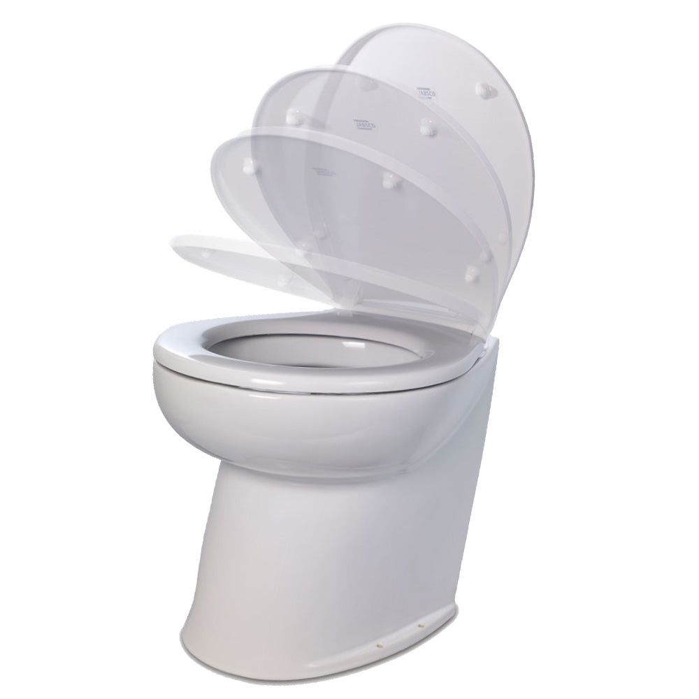 Jabsco Deluxe Flush 17" Angled Back 12V Freshwater Electric Marine Toilet w/Solenoid Valve Soft Close Lid [58020-3012]