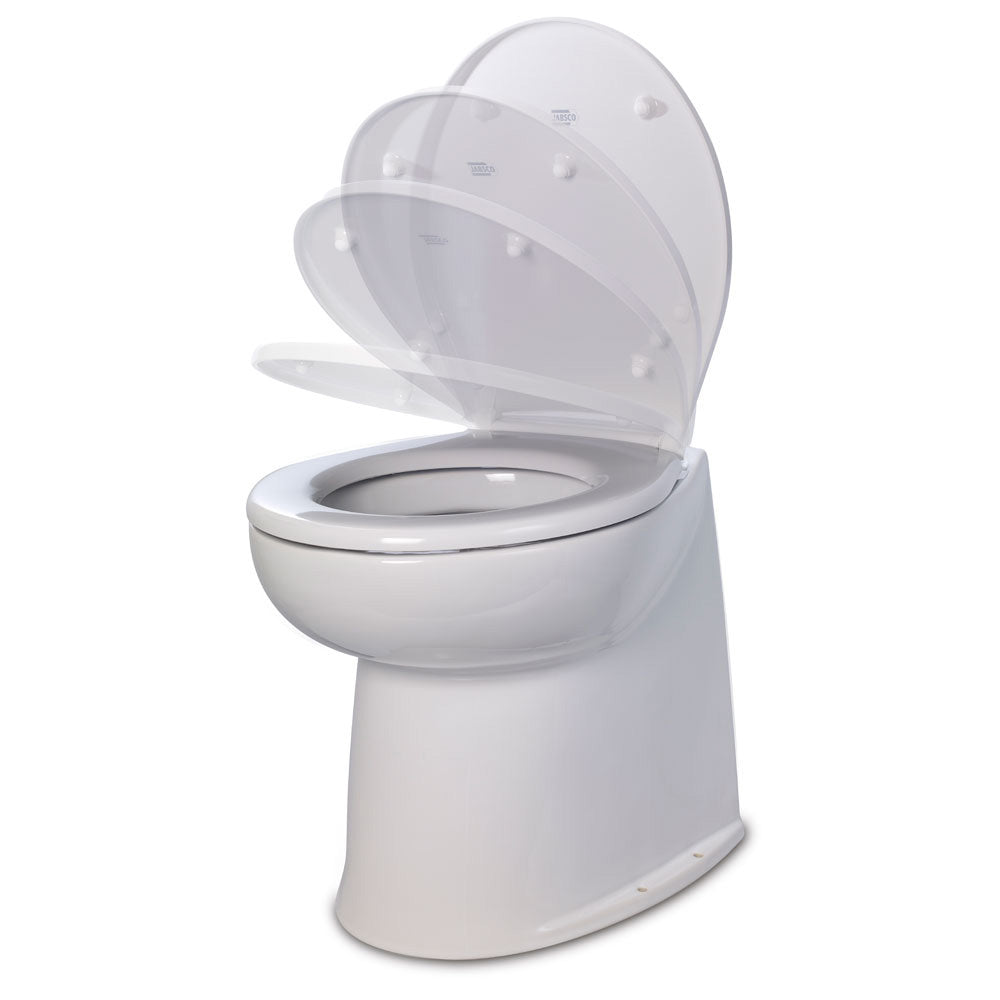 Jabsco Deluxe Flush 14" Straight Back 12V Freshwater Electric Marine Toilet w/Solenoid Valve Soft Close Lid [58080-3012]