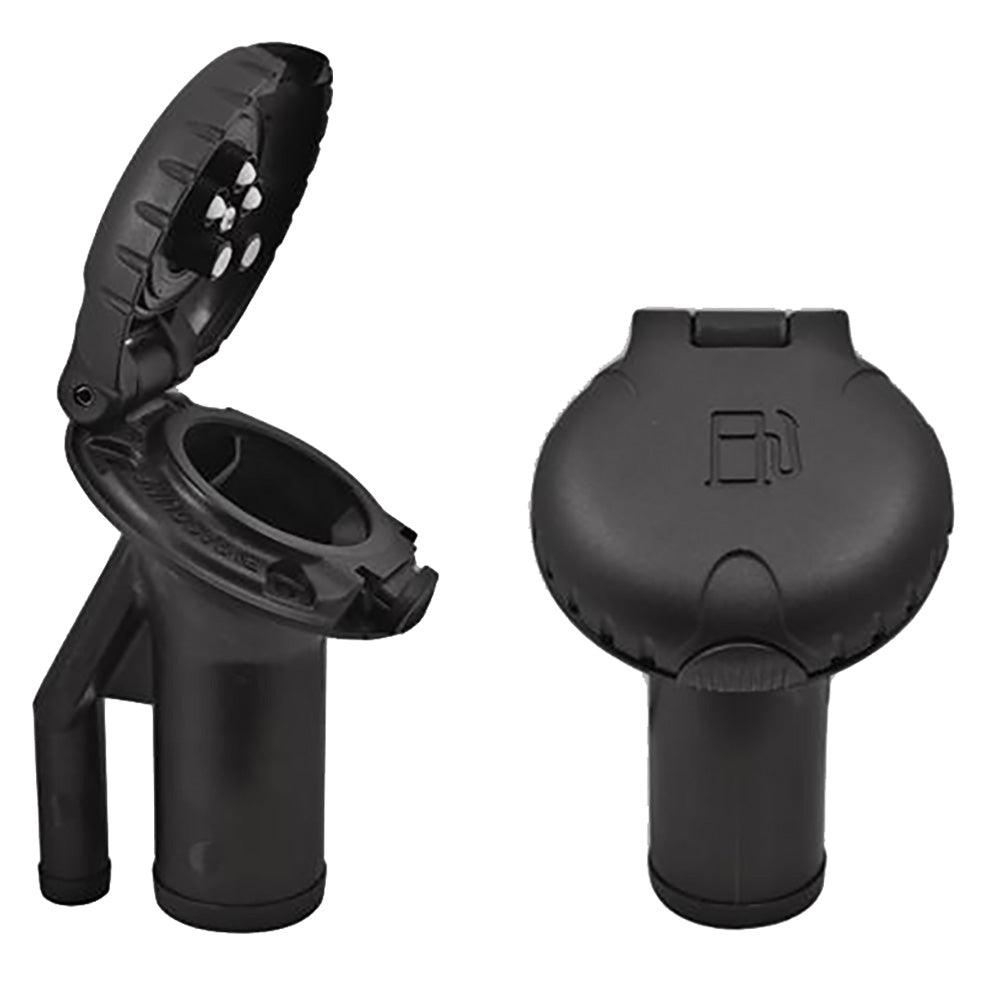 Attwood Deck Fill f/Pressure Relief Systems - Angled Body Scalloped Black Plastic Cap [99DFPVAB1S]