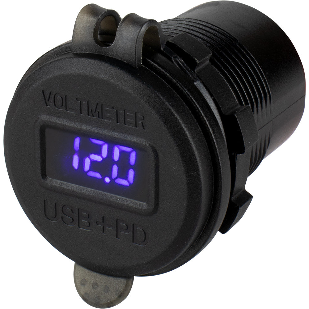 Sea-Dog Round USB USB-C Power Socket w/Hidden Voltmeter [426518-1]