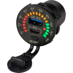 Sea-Dog Round Rainbow Voltmeter w/USB USB-C Power Socket [426519-1]