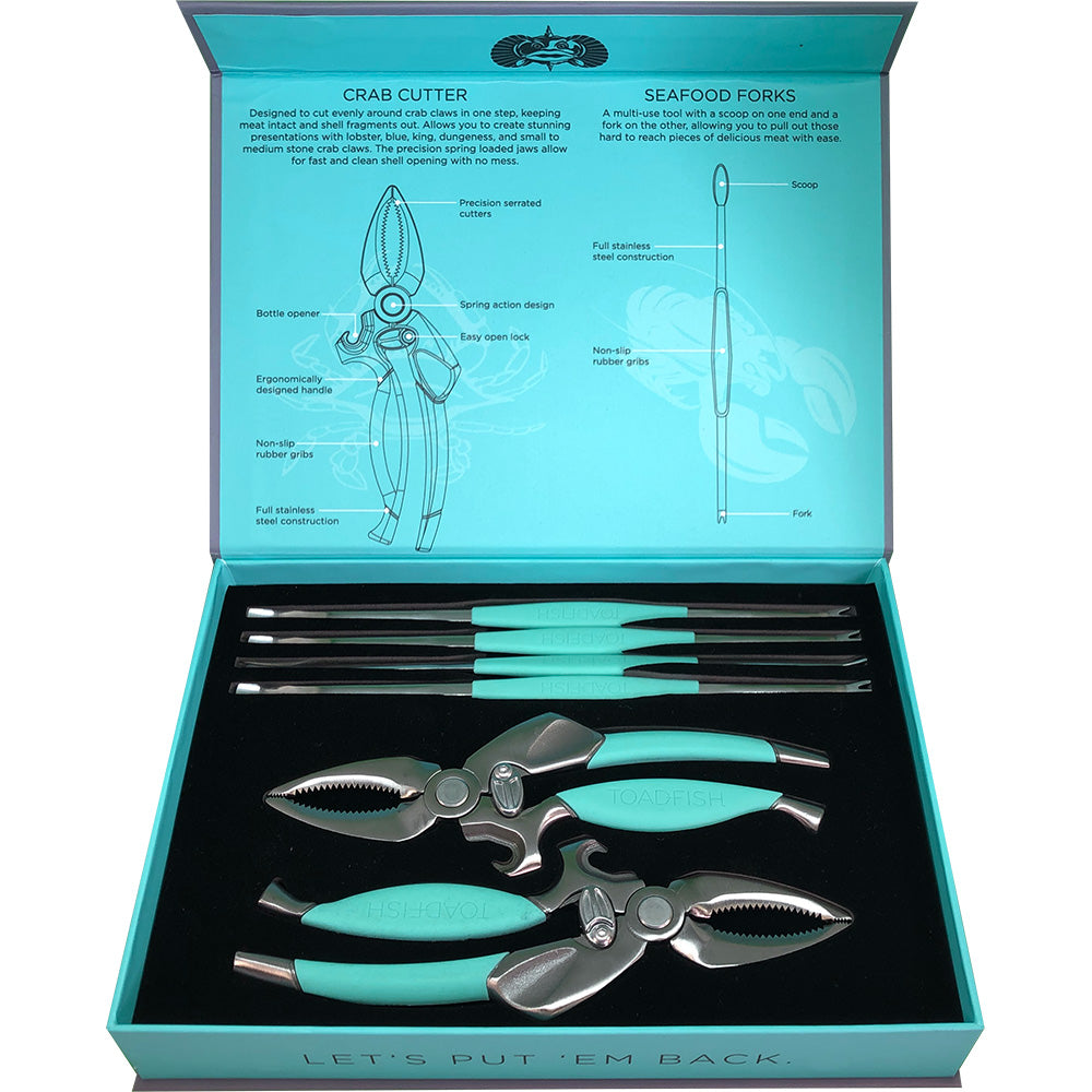 Toadfish Crab/Lobster Tool Set - 2 Shell Cutters 4 Seafood Forks [1022]